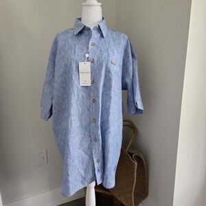 Massimo Castello Mens Size 44 New Blue Button-Up Shirt Dress